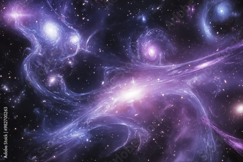 A galaxy cluster with multiple galaxies interconnected by dark matter,