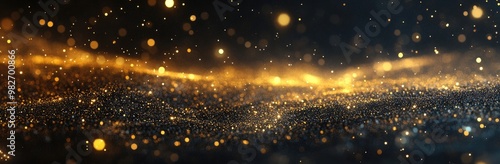 Abstract Golden Glitter Texture: Dark Night Sky with Sparkling Lights