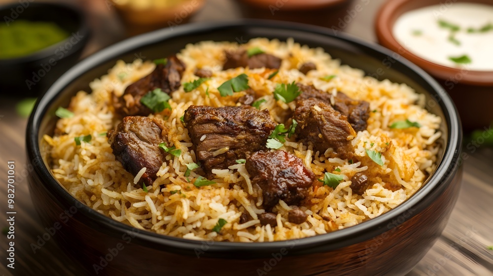 Savory Middle Eastern-Style Rice Dish with Tender Braised Beef and Aromatic Spices Savory Middle Eastern-Style Rice Dish with Tender Braised Beef and Aromatic Spices