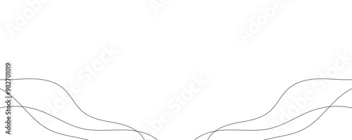 Minimalist symmetry design with thin wavy flowing black lines. Dynamic and elegant squiggle abstract pattern. isolated on white background
