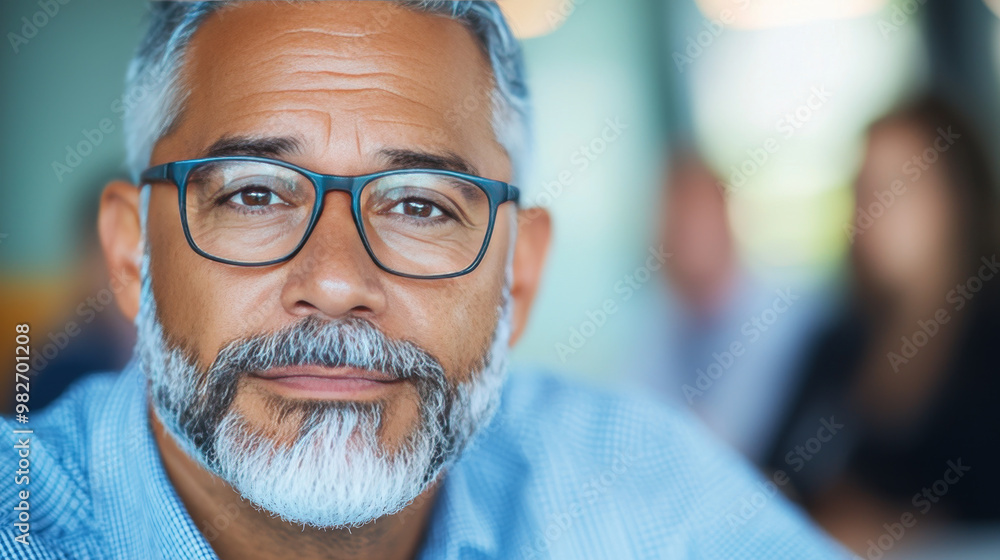 Portrait of a mature man with a beard and glasses. Portrait of a mature man with a beard and glasses.