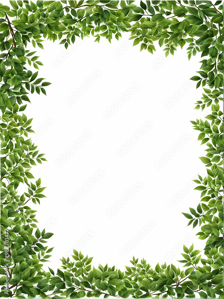 Fototapeta premium Green leaf bosrder copy space area