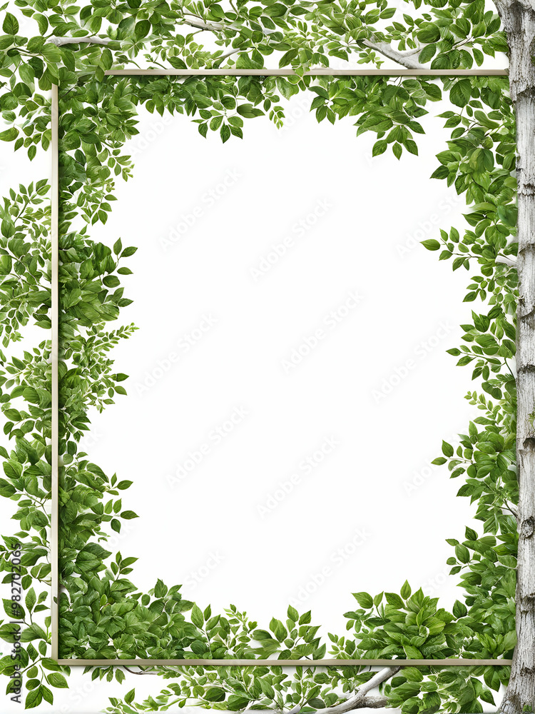 Fototapeta premium Green leaf bosrder copy space area