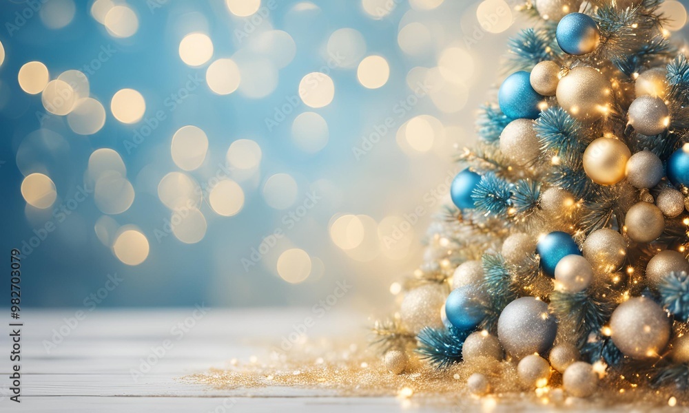 Fototapeta premium Christmas celebration decorative background with red golden blues and white