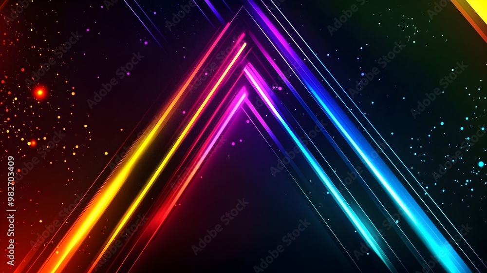 Obraz premium Stunning Multicolored Neon Lights Forming Dynamic Abstract Patterns in Vibrant Digital Background