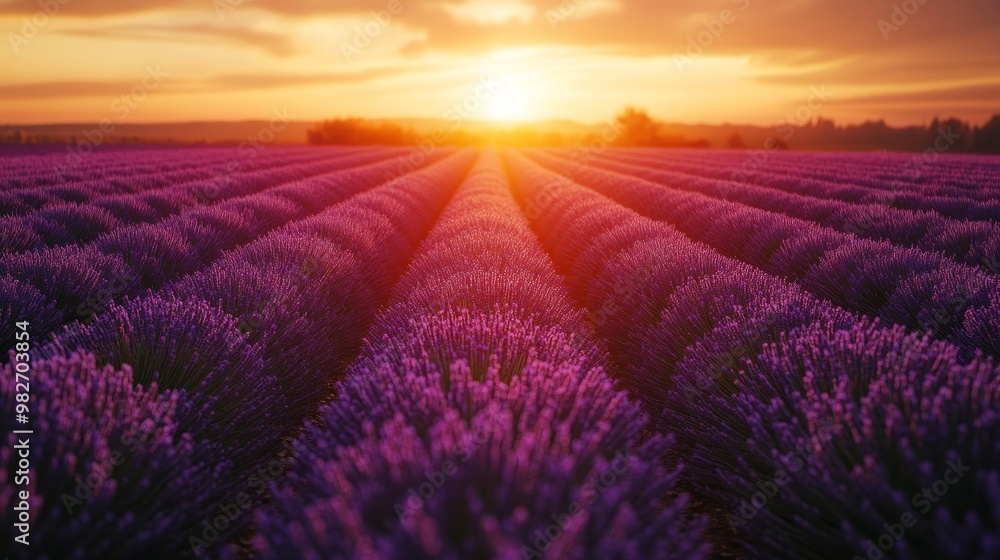 Drone shot of a lavender field at sunset, golden light kissing the tops of the purple blossoms, symmetrical lines fading into the distance, serene countryside vibe, hyperrealistic Drone shot of a lavender field at sunset, golden light kissing the tops of the purple blossoms, symmetrical lines fading into the distance, serene countryside vibe, hyperrealistic