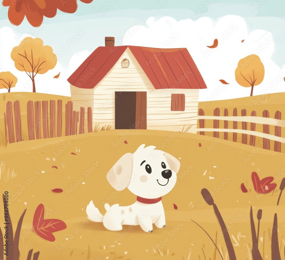 Naklejka premium Puppy in Fall.