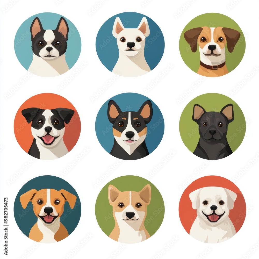 Naklejka premium Cute Dog Icons.