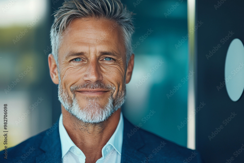 Smiling businessman with a beard looking at the camera. Smiling businessman with a beard looking at the camera.