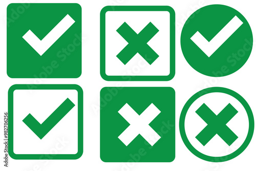 Green check mark icon. Check mark vector icon. Checkmark Illustration. Vector symbols set ,green checkmark isolated on white background. Correct vote choise isolated symbol