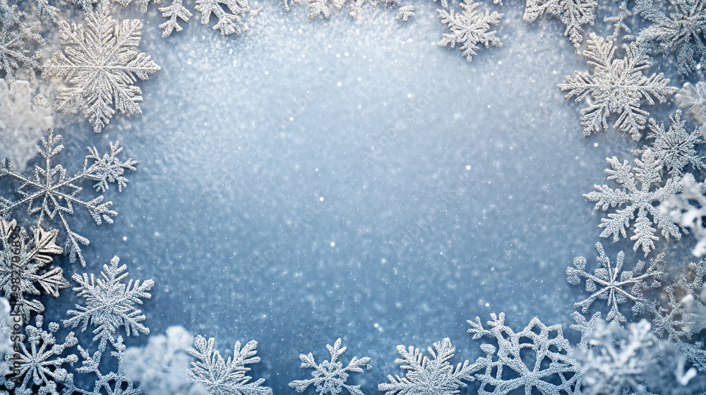 Elegant Winter Frame with Frosted Snowflakes Elegant Winter Frame with Frosted Snowflakes