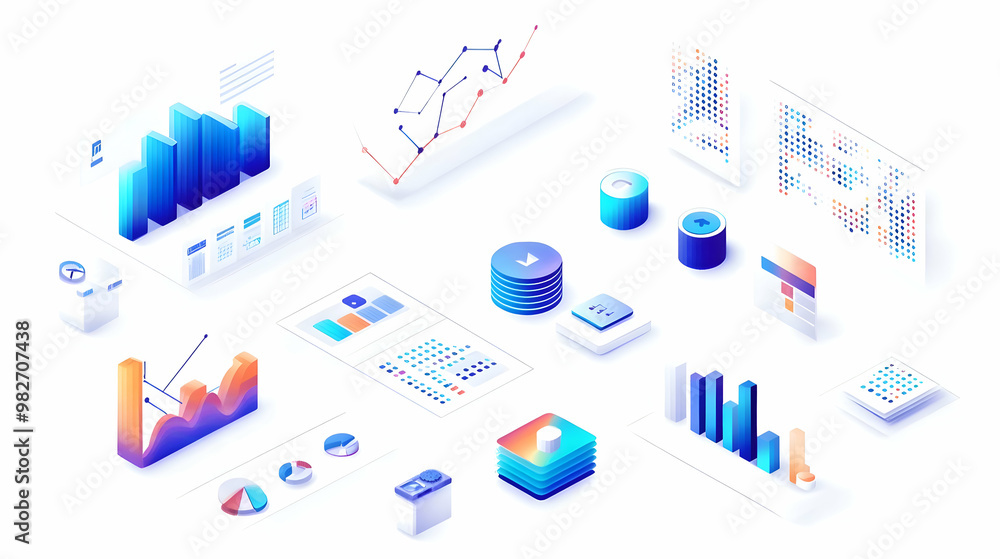 Obraz premium A pack of Flat Illustrations for Business Analytics.