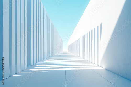 3D rendering white space architecture minimalist background 