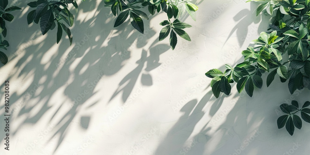 Abstract natural tree leaves shadow on white wall background Abstract natural tree leaves shadow on white wall background