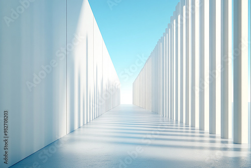 3D rendering white space architecture minimalist background 