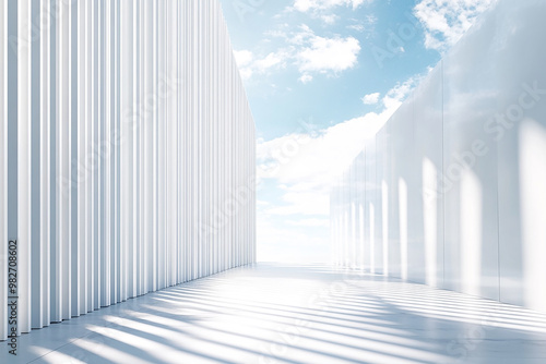 3D rendering white space architecture minimalist background 