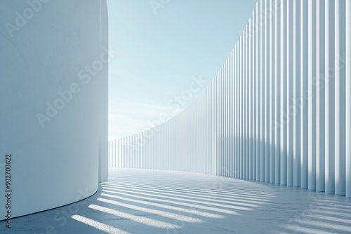 white background, blue, 3d background, architecture background, 3d building, creative, three-dimensional, corridor, outdoor, sunlight, clean, construction, backdrop, minimalist, 3d rendering, structur