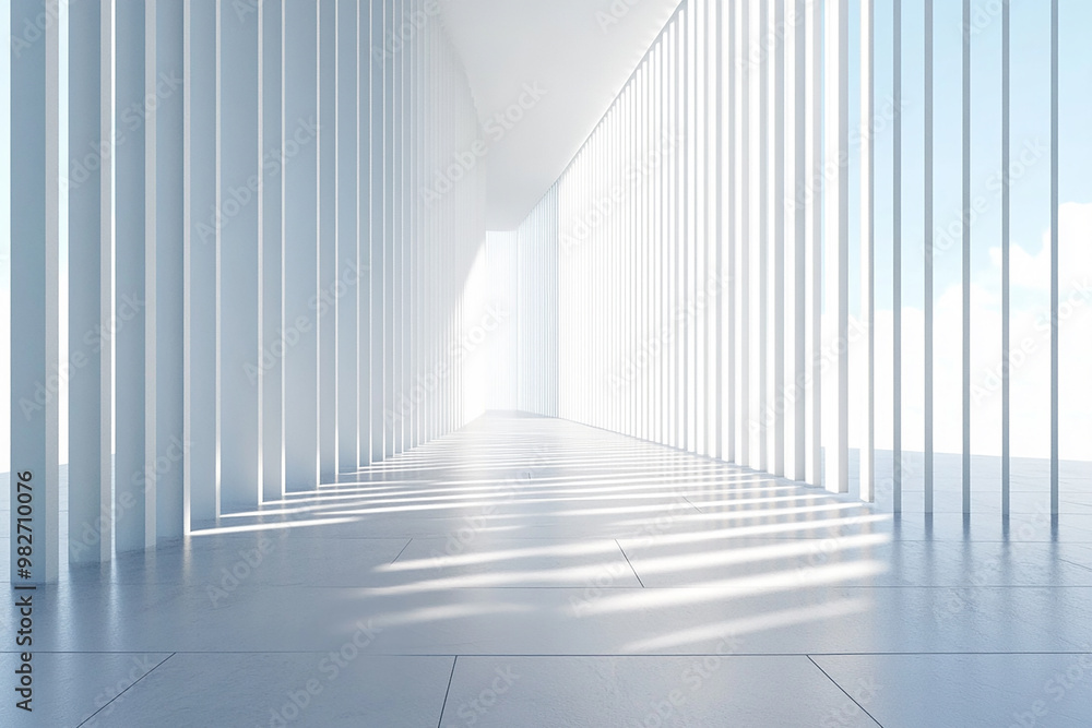 Fototapeta premium white background, blue, 3d background, architecture background, 3d building, creative, three-dimensional, corridor, outdoor, sunlight, clean, construction, backdrop, minimalist, 3d rendering, structur