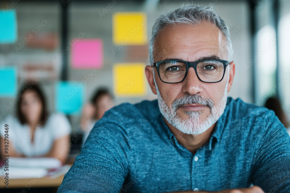 A middle-aged man with glasses and a beard looks directly at the camera. A middle-aged man with glasses and a beard looks directly at the camera.