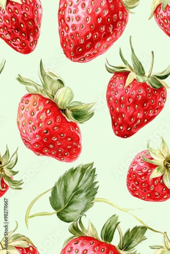 Strawberry Watercolor Pattern.