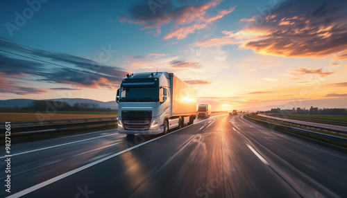 Concept transport logistique routier avec camion sur route