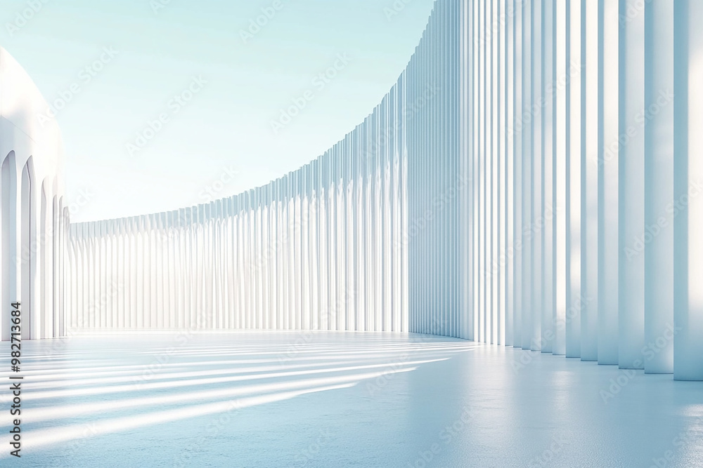 3D rendering white space architecture minimalist background
