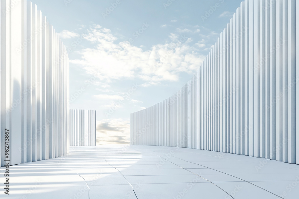Obraz premium 3D rendering white space architecture minimalist background
