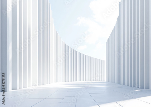 3D rendering white space architecture minimalist background