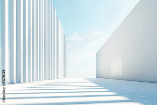 3D rendering white space architecture minimalist background