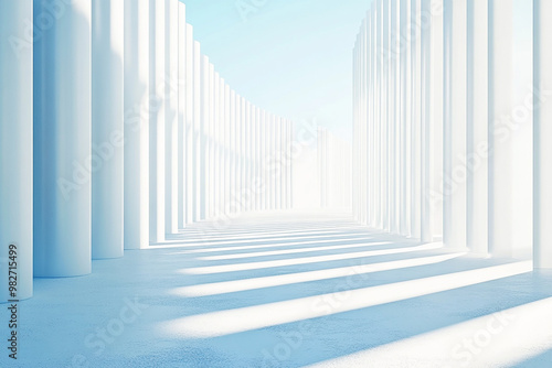 3D rendering white space architecture minimalist background