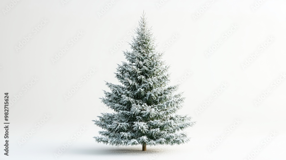 Snowy pine tree on white background Snowy pine tree on white background