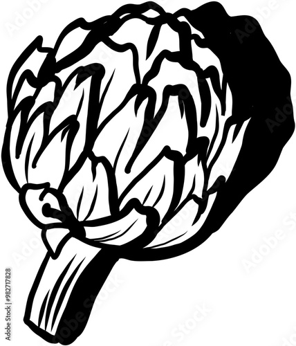 Artichoke . Vegetables sketch style. Hand drawn minimal design. Perfect for wallpaper, template, banner, wall decor, print, postcard, cover. Vector illustration