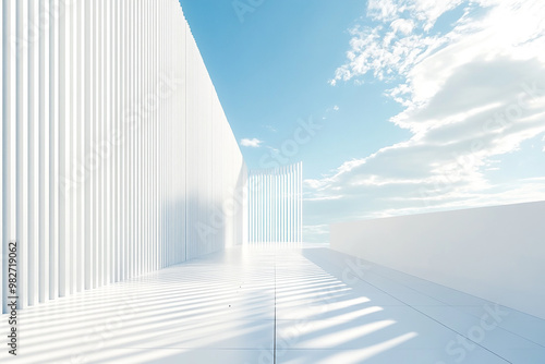 3D rendering white space architecture minimalist background