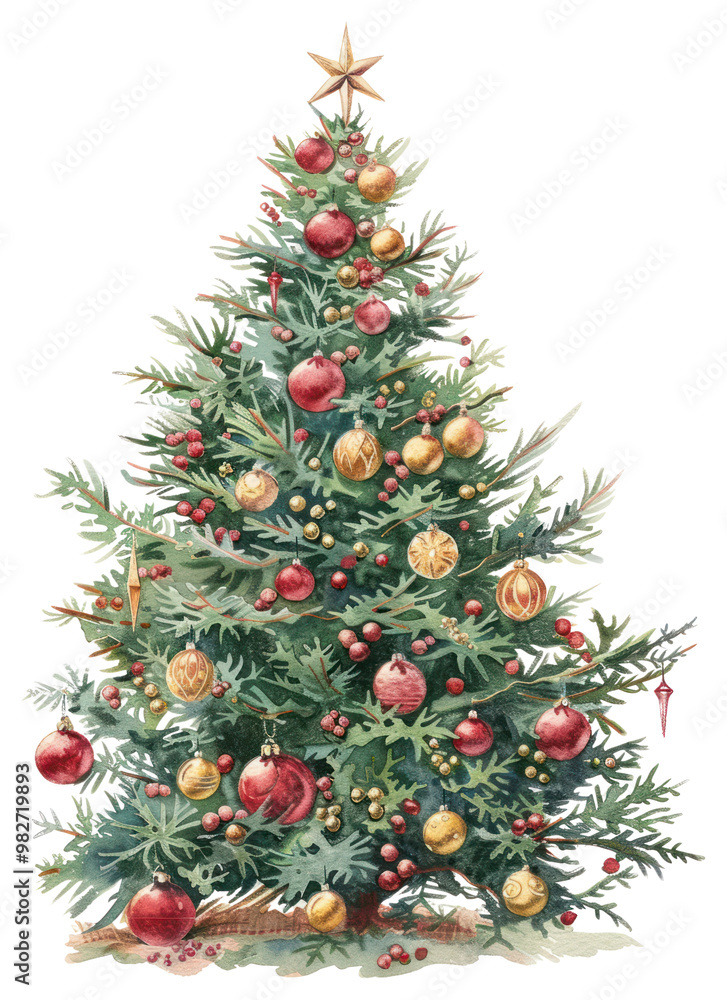 PNG Christmas tree christmas illustration watercolor. PNG Christmas tree christmas illustration watercolor.