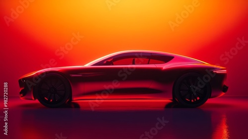 Red Sports Car in Studio Lighting.