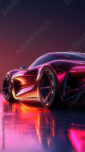 Futuristic Red Sports Car.