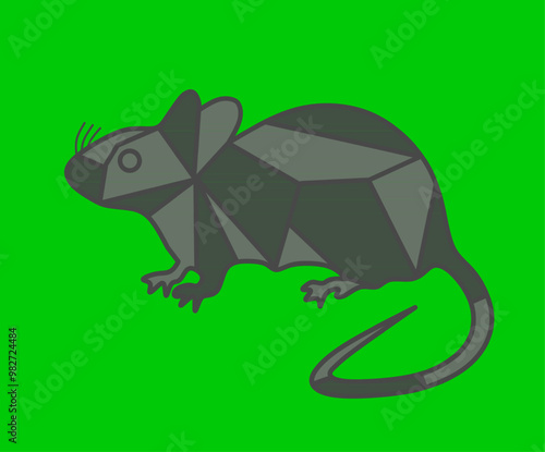 Mouse. Vector Mouse. Mouse Geometry Design. Rat green background