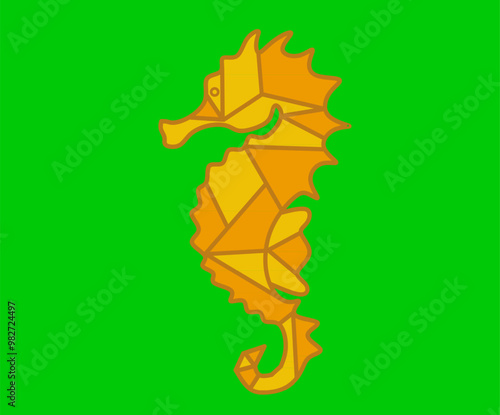 Seahorses. Vector seahorse. Seahorse Geometry Design. Seahorse green background photo