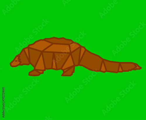 Trenggiling. Trenggiling Vektor. Desain Geometri Trenggiling. Latar belakang hijau trenggiling