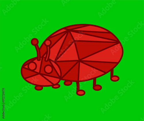 Ladybird. Ladybird Vector. Ladybird Geometry Design. Greenscreen Ladybird