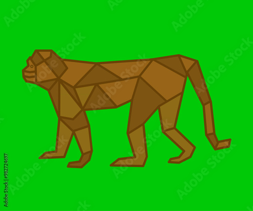Monkey. Vector Monkey. Monkey Geometry Design. Monkey green Background