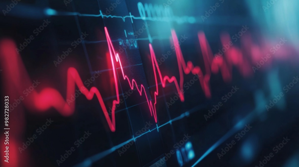 A close-up of an ECG monitor screen displaying a clear heartbeat waveform, with the heart rate clearly visible against a dark background. A close-up of an ECG monitor screen displaying a clear heartbeat waveform, with the heart rate clearly visible against a dark background.