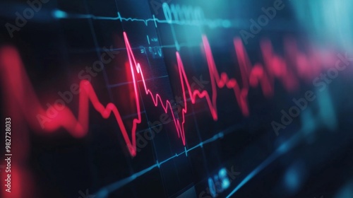 A close-up of an ECG monitor screen displaying a clear heartbeat waveform, with the heart rate clearly visible against a dark background.