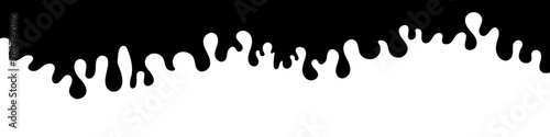 Drip of oil, sauce or paint isolated on white background. Black slime drips over a white background.