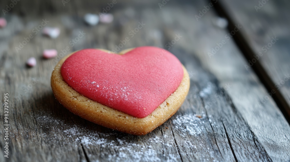 Obraz premium Pink heart-shaped cookie