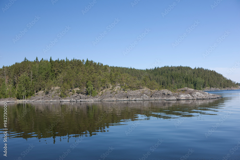 Fototapeta premium Russia Karelia Lake Onega on a cloudy summer day
