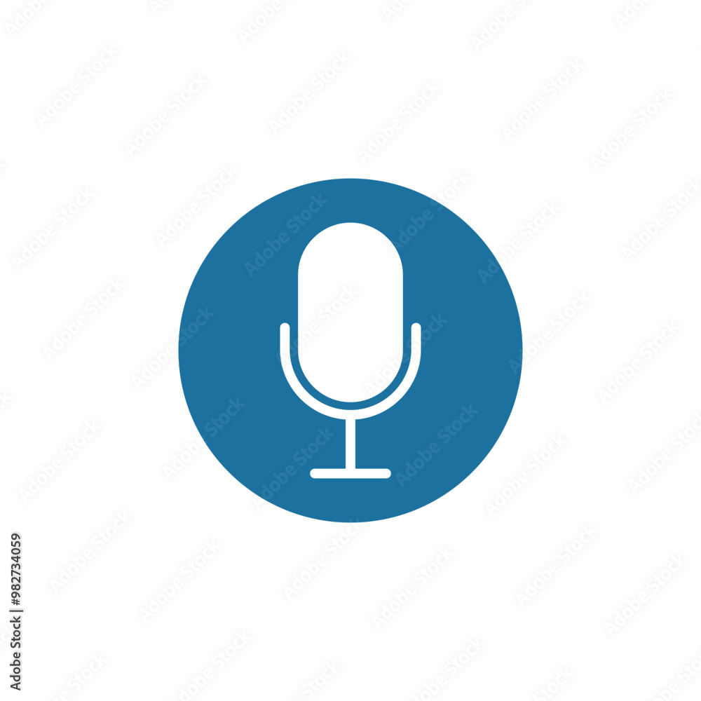 Recording Microphone Icon on a Crisp White Background Recording Microphone Icon on a Crisp White Background