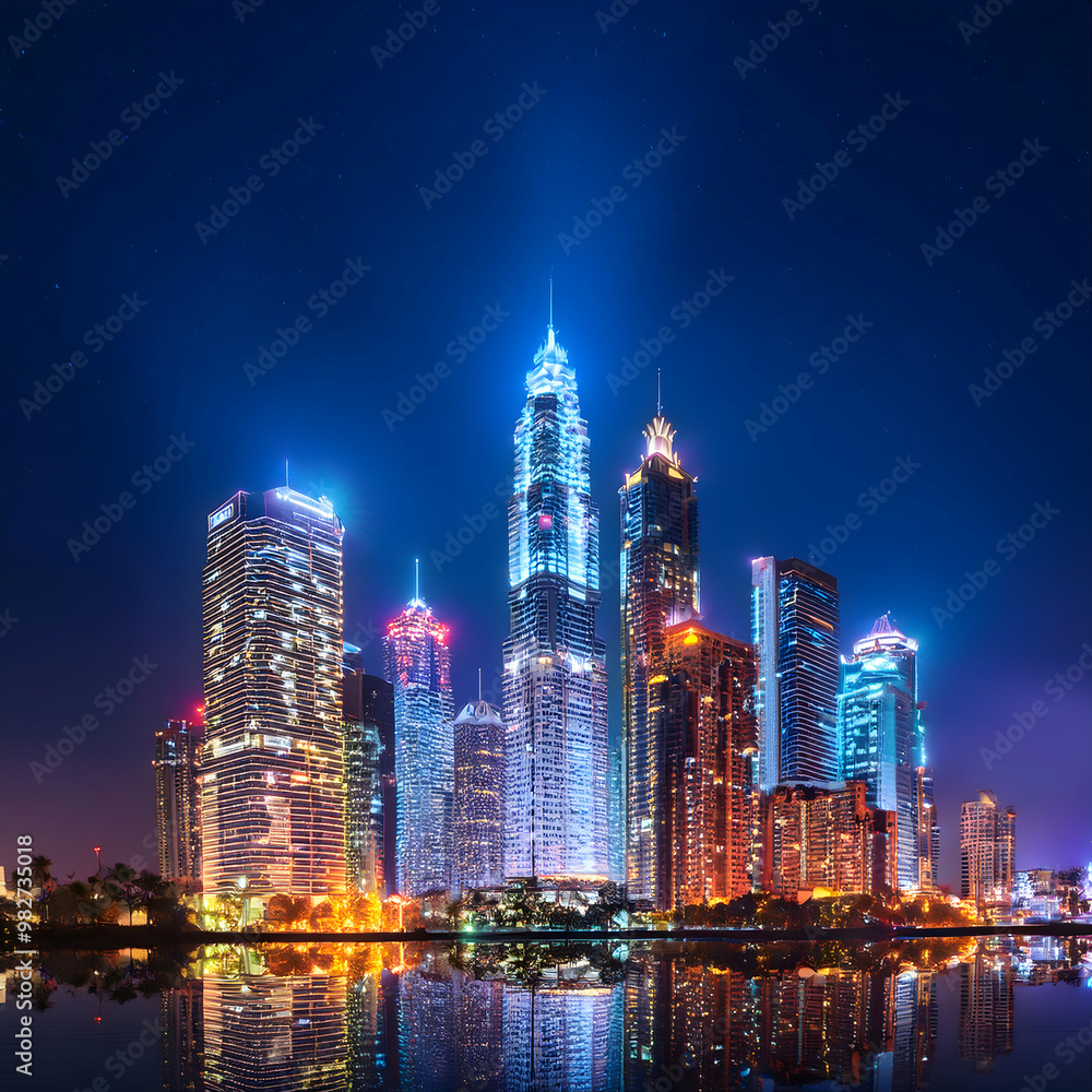 Fototapeta premium city skyline at night