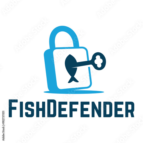 fish defender security flat minimalist logo design