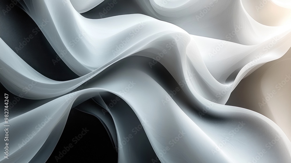 Abstract flowing fabric in soft white and gray tones. Abstract flowing fabric in soft white and gray tones.
